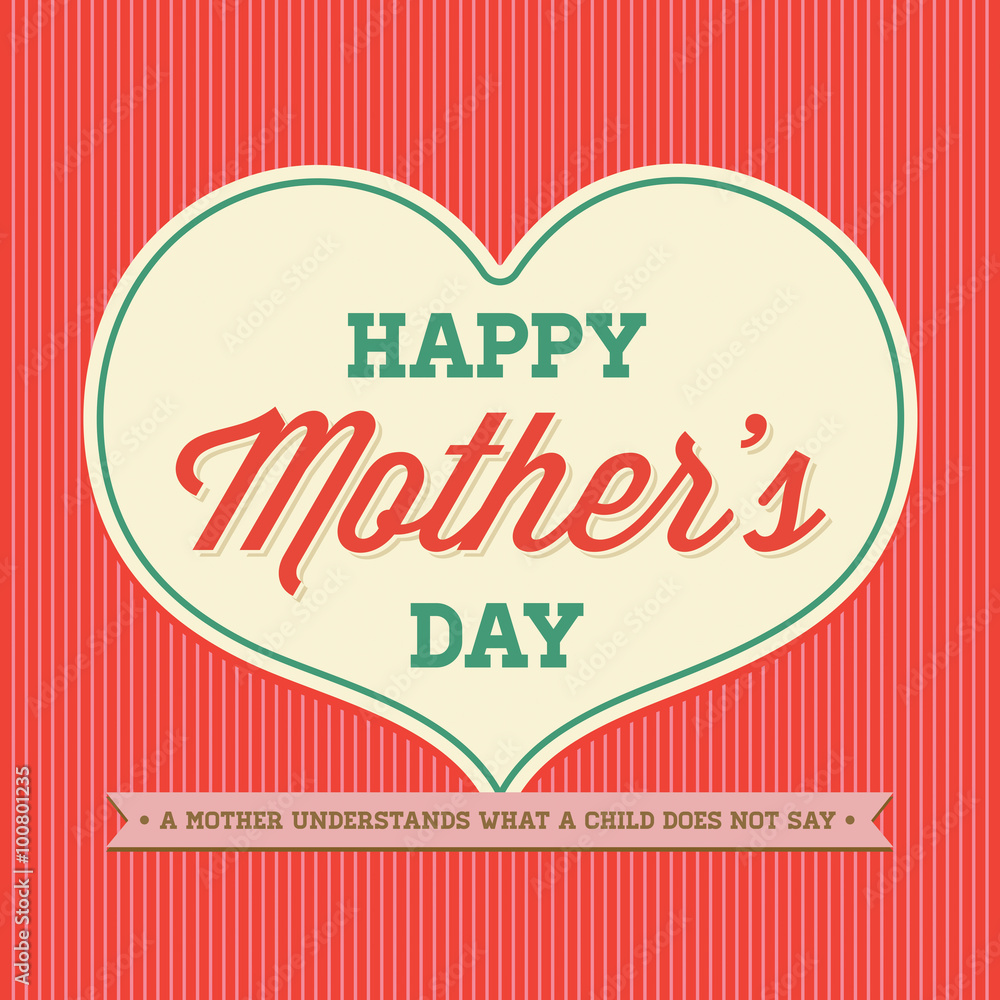 Vintage Happy Mothers's Day Design for Template or Postcard or Poster or Sticker Badge and any layout for print or web