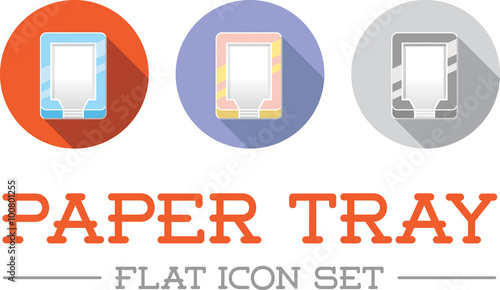 Horizontal Trays for Paper in Flat Vector Icon Design Set