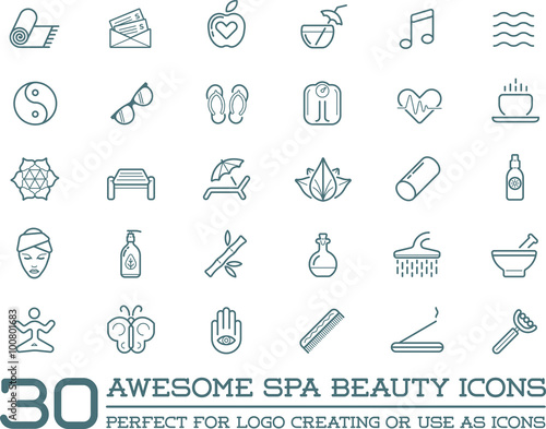 Set of Vector Spa Beauty Yoga Sport Elements Illustration can be used as Logo or Icon in premium quality