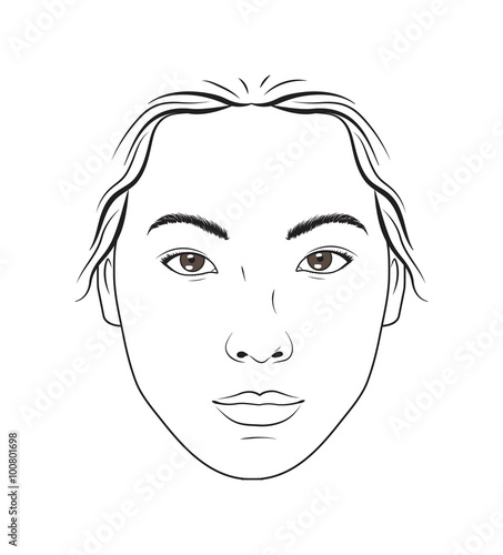 Asian female face makeup chart for makeup, beauty and cosmetics lessons training.