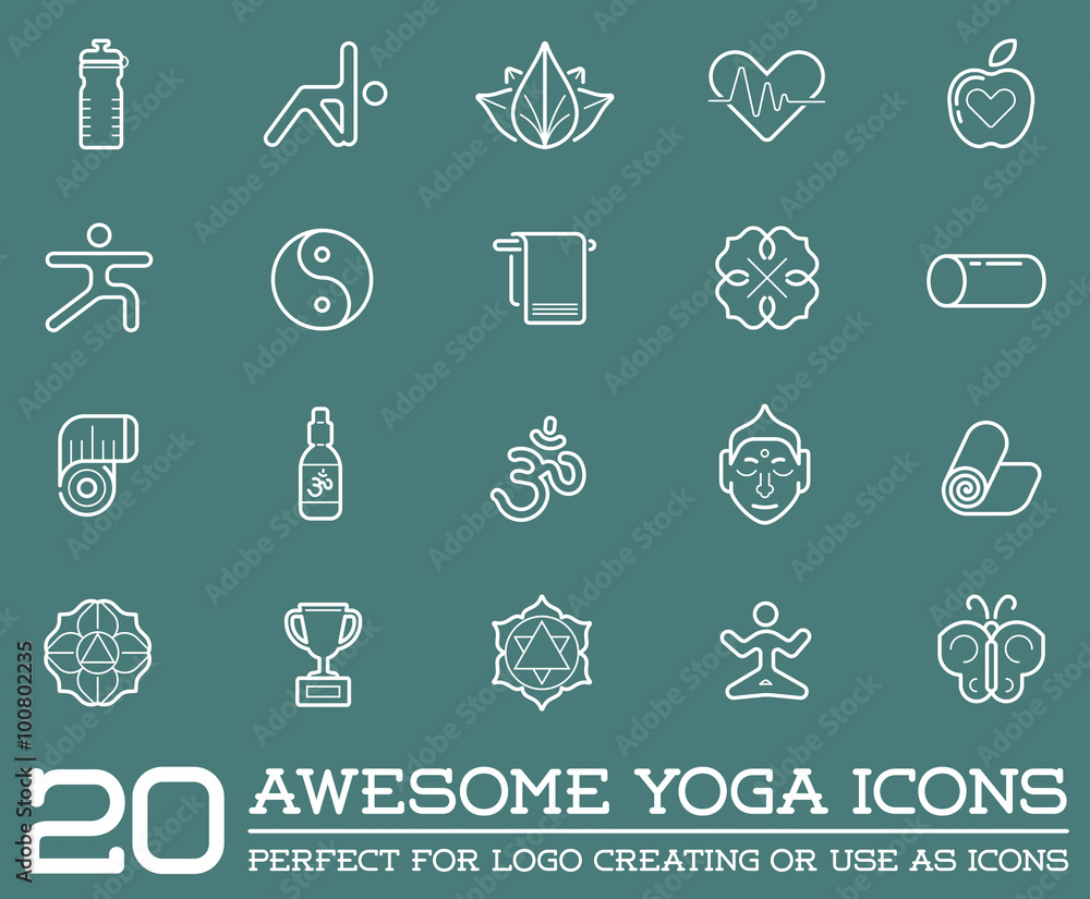 Set of Vector Yoga Zen Sport Elements and Fitness Healthy Illustration can be used as Logo or Icon in premium quality Set of Vector Yoga Zen Sport Elements and Fitness Healthy Illustration can be used as Logo or Icon in premium quality