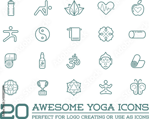 Set of Vector Yoga Zen Sport Elements and Fitness Healthy Illustration can be used as Logo or Icon in premium quality