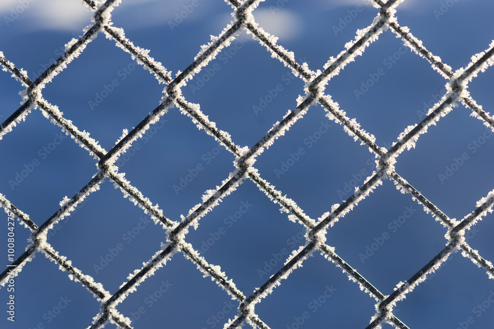 Fototapeta premium Chain link fence with snow