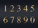 Gold numbers on a grey background