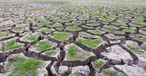 land with dry cracked mud ground
