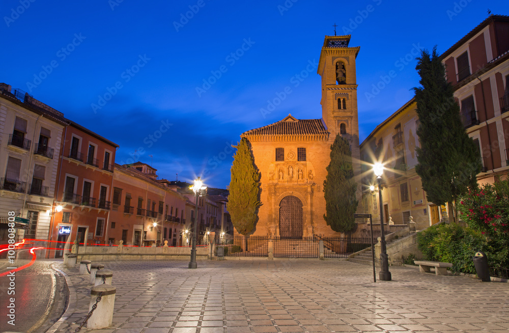 GRANADA, SPAIN - MAY 29, 2015: The St. Ann church and square.