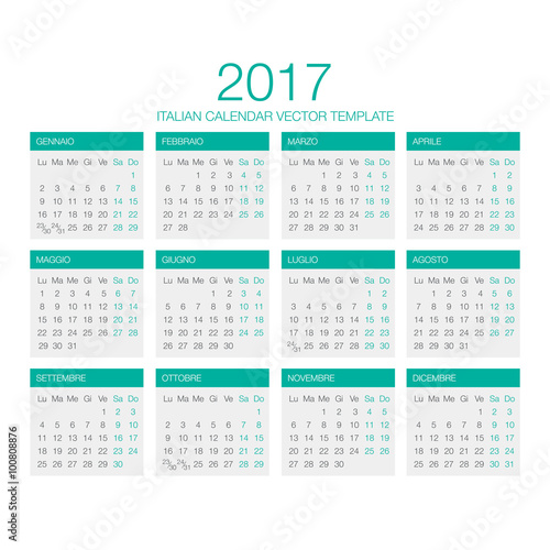 Italian Calendar Vector 2017