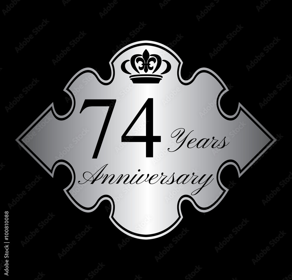 74 anniversary silver emblem with crown 74 anniversary silver emblem with crown