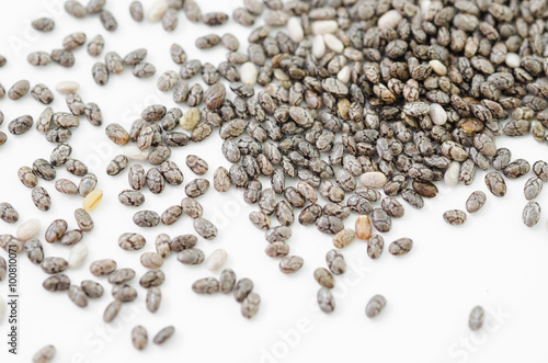 Chia seeds on white.
