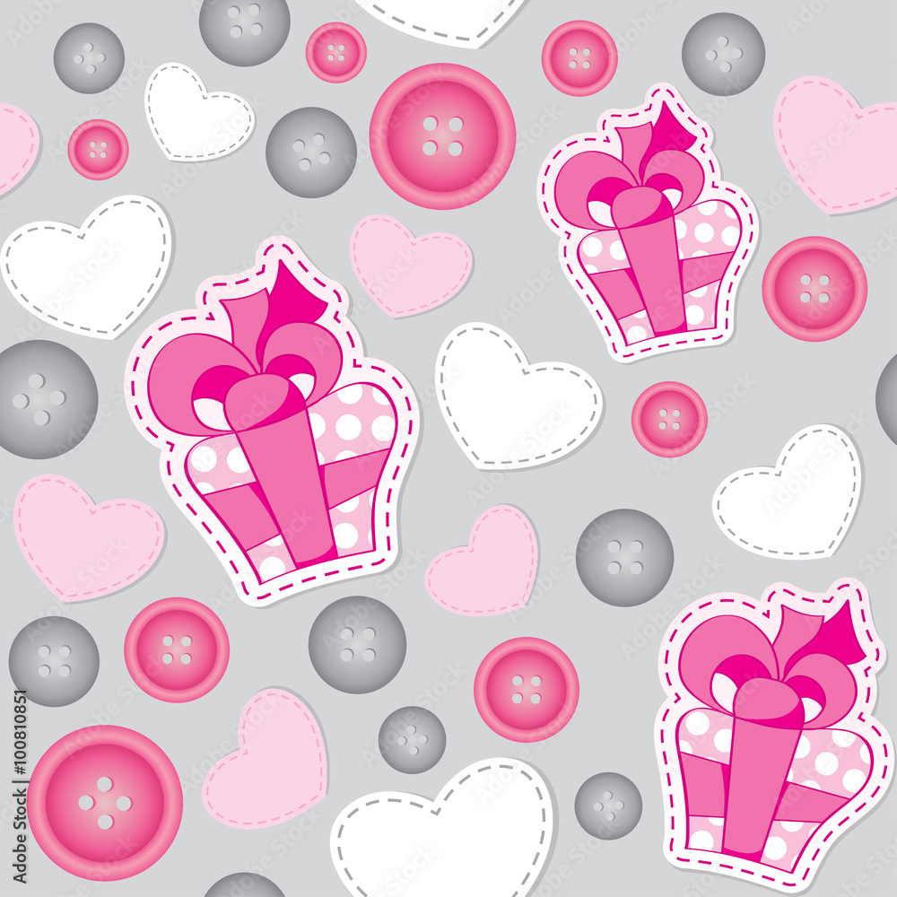 pattern with pink gift boxes