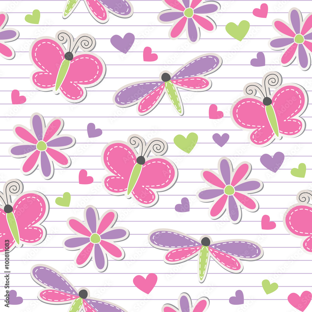 cute romantic seamless pattern