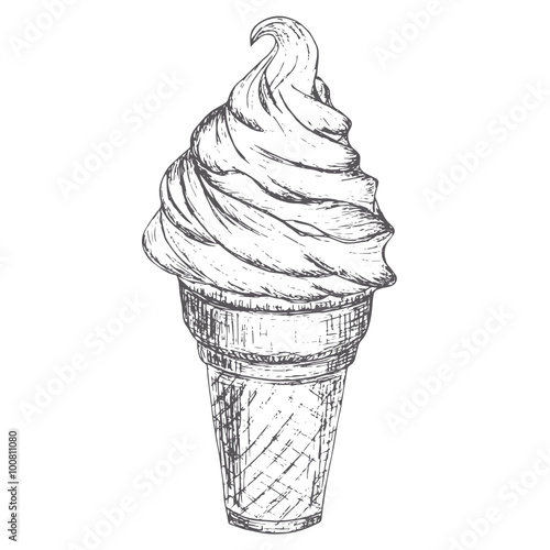 vector sketch illustration - ice cream cone