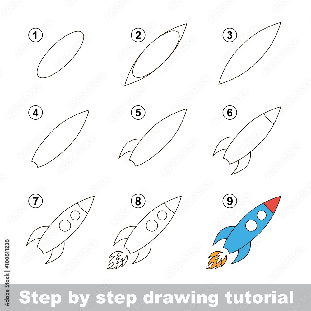 Rocket Drawing - How To Draw A Rocket Step By Step