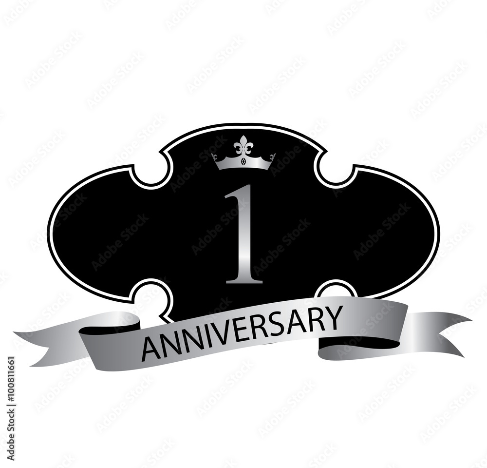 1 anniversary with silver ribbon and crown 1 anniversary with silver ribbon and crown