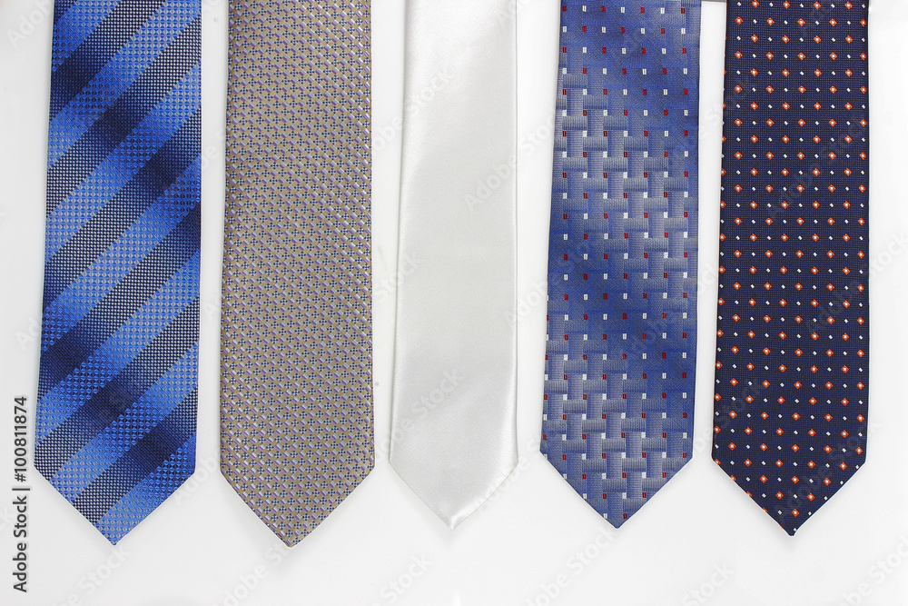 Group of colorful neckties on white Group of colorful neckties on white
