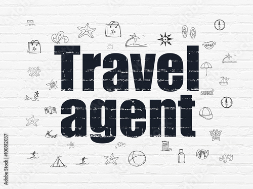 Tourism concept  Travel Agent on wall background