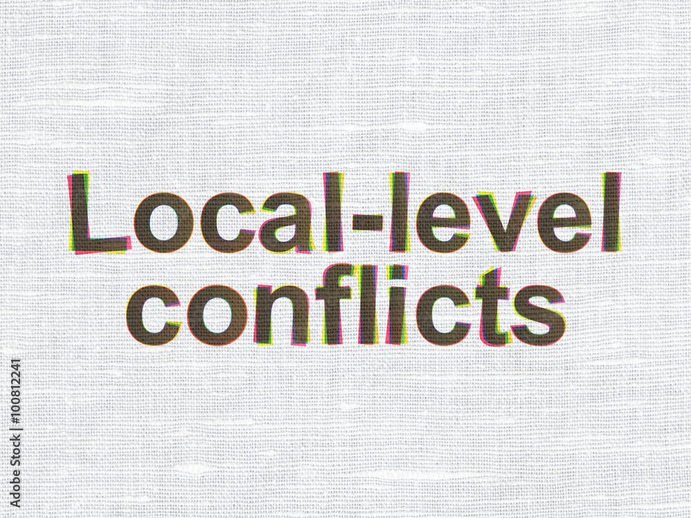 Political concept: Local-level Conflicts on fabric texture background Political concept: Local-level Conflicts on fabric texture background