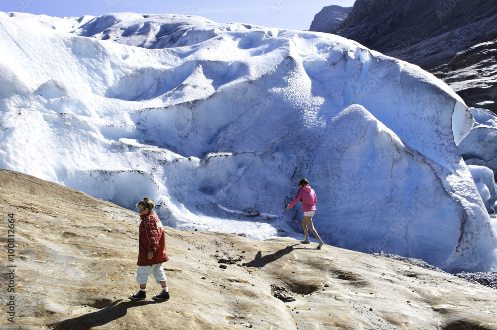 Children on glacier in Norway