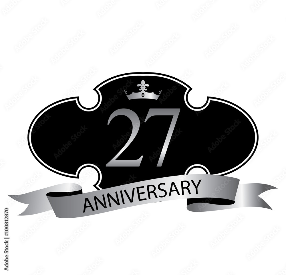 27 anniversary with silver ribbon and crown 27 anniversary with silver ribbon and crown
