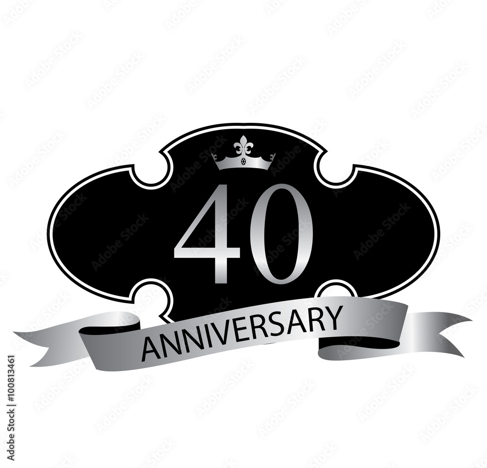 40 anniversary with silver ribbon and crown 40 anniversary with silver ribbon and crown