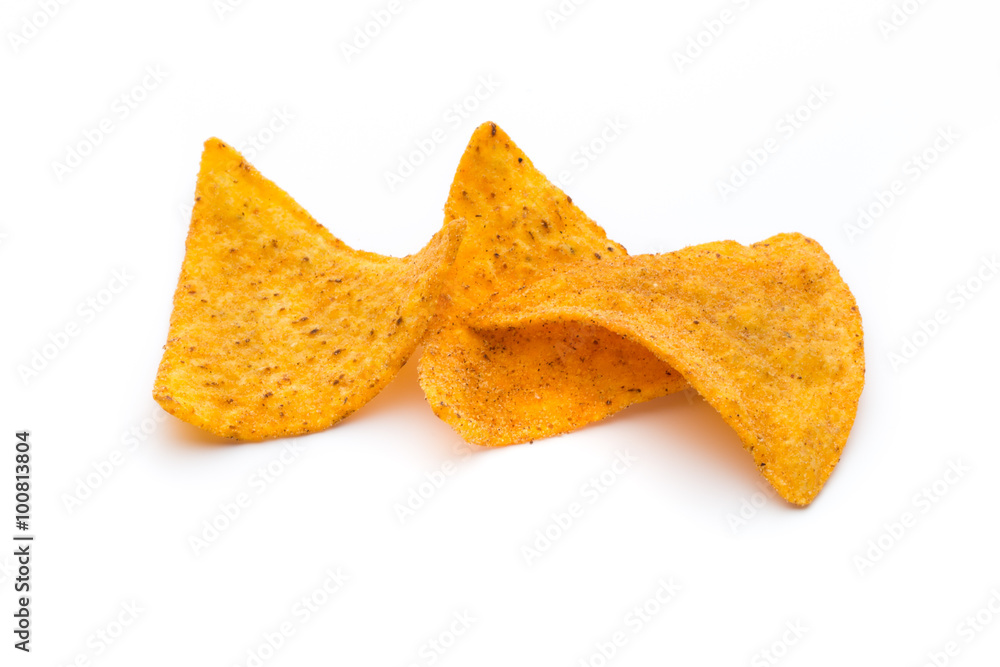Mexican nachos chips, isolated on white background. Mexican nachos chips, isolated on white background.