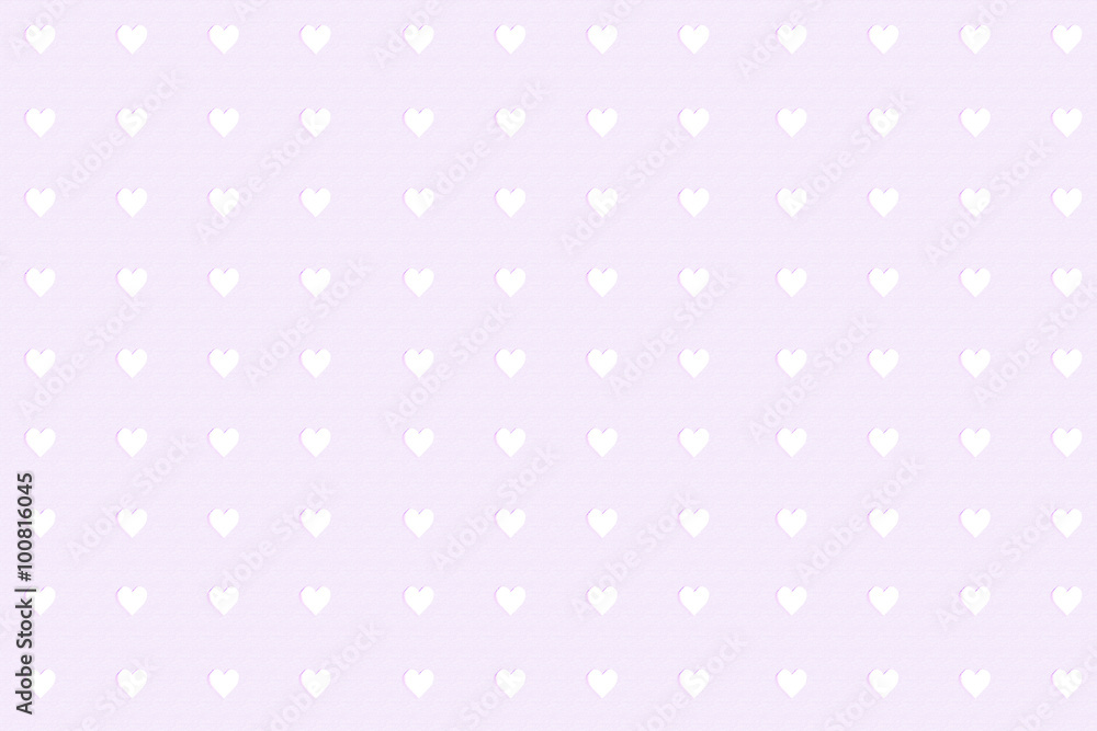 white hearts on a light lilac background