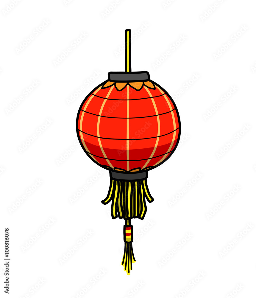 Chinese Lantern, a hand drawn vector illustration of a Chinese lantern
