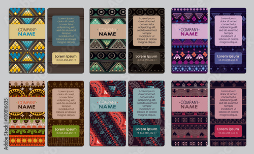Collection of colorful ornamental business card. It can be used for business cards, invitations, flyers, banners, greeting cards.