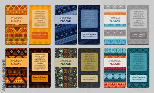 Collection of colorful ornamental business card. It can be used for business cards, invitations, flyers, banners, greeting cards.