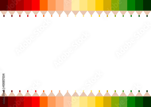 カラフルな色鉛筆のフレームイラスト 