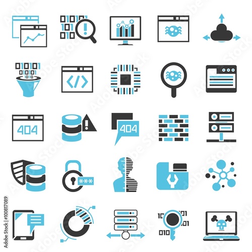 programming icons, data security icons photo
