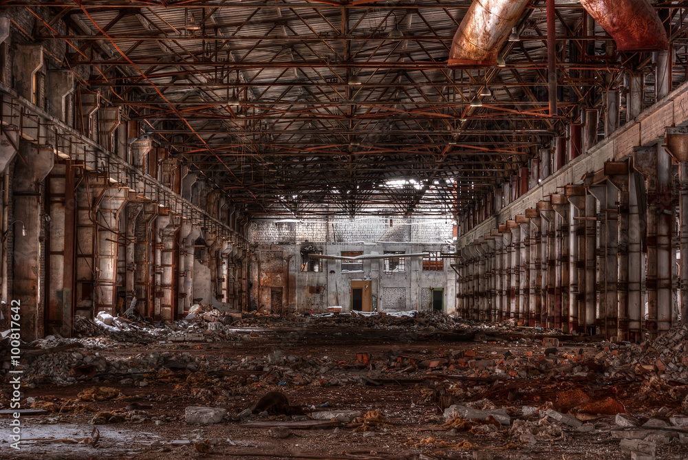 Dilapidated workshop of the abandoned factory
