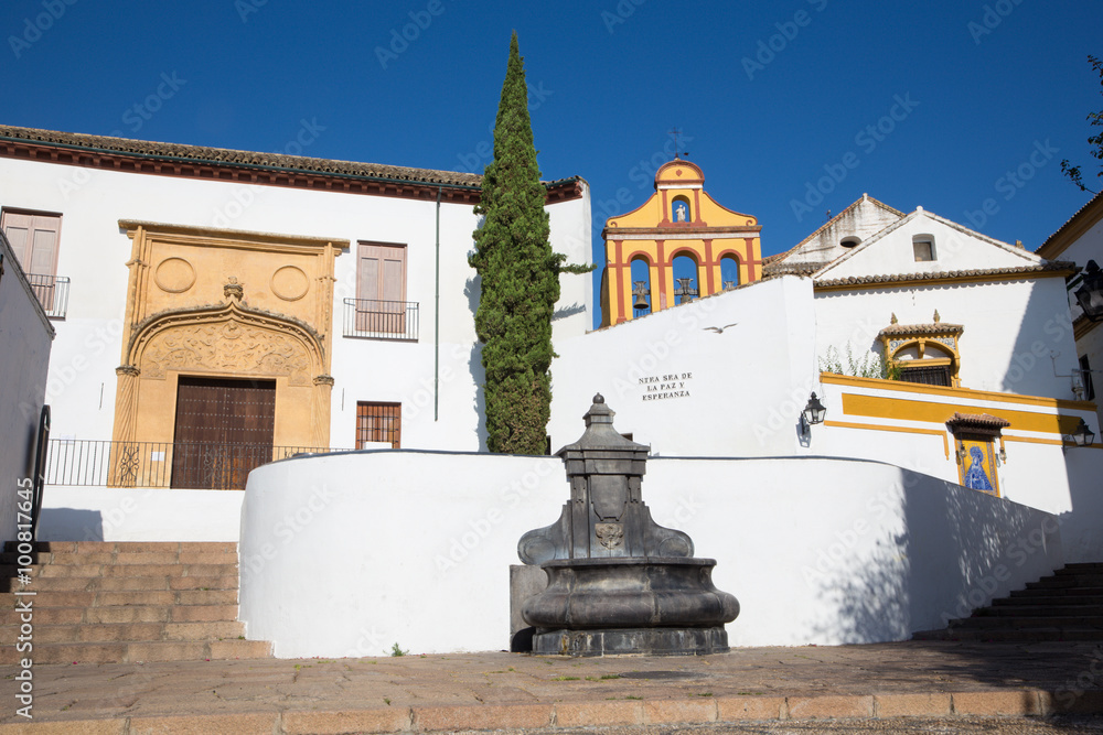 Cordoba - Calle Cuesta del Bailio street and chapel Capilla de Nuestra Senora de la Paz y Esperanza.