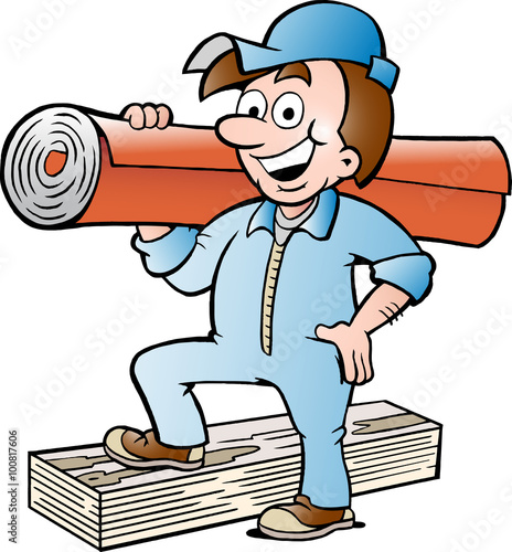 Vector illustration of a Happy Floor and Carpet Man