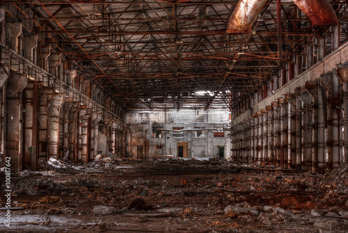 Dilapidated workshop of the abandoned factory 