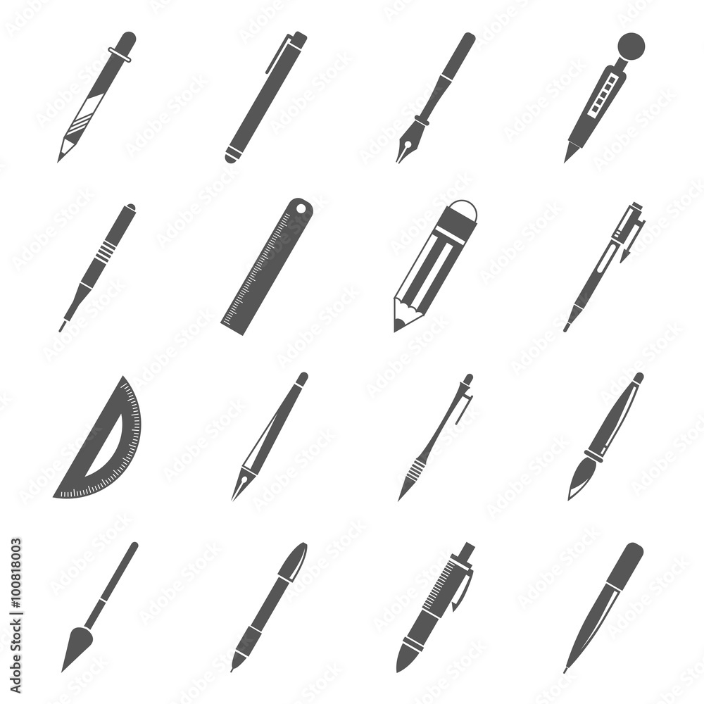 pen icons, stationery icons