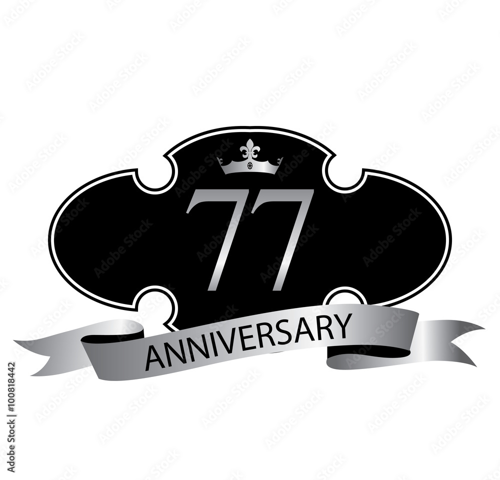 77 anniversary with silver ribbon and crown 77 anniversary with silver ribbon and crown