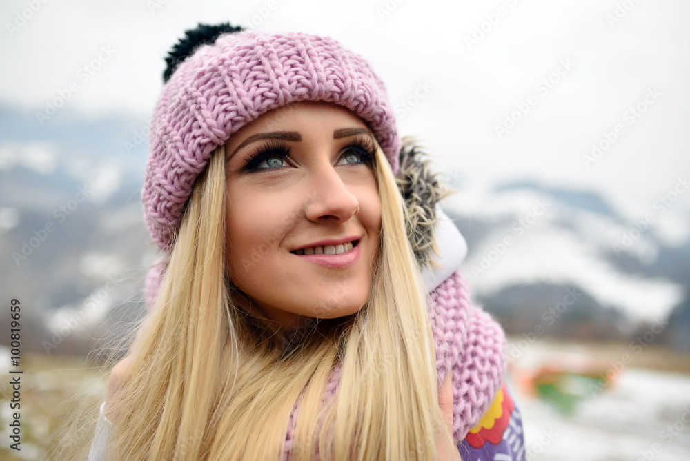 young pretty woman portrait outdoor in winter young pretty woman portrait outdoor in winter