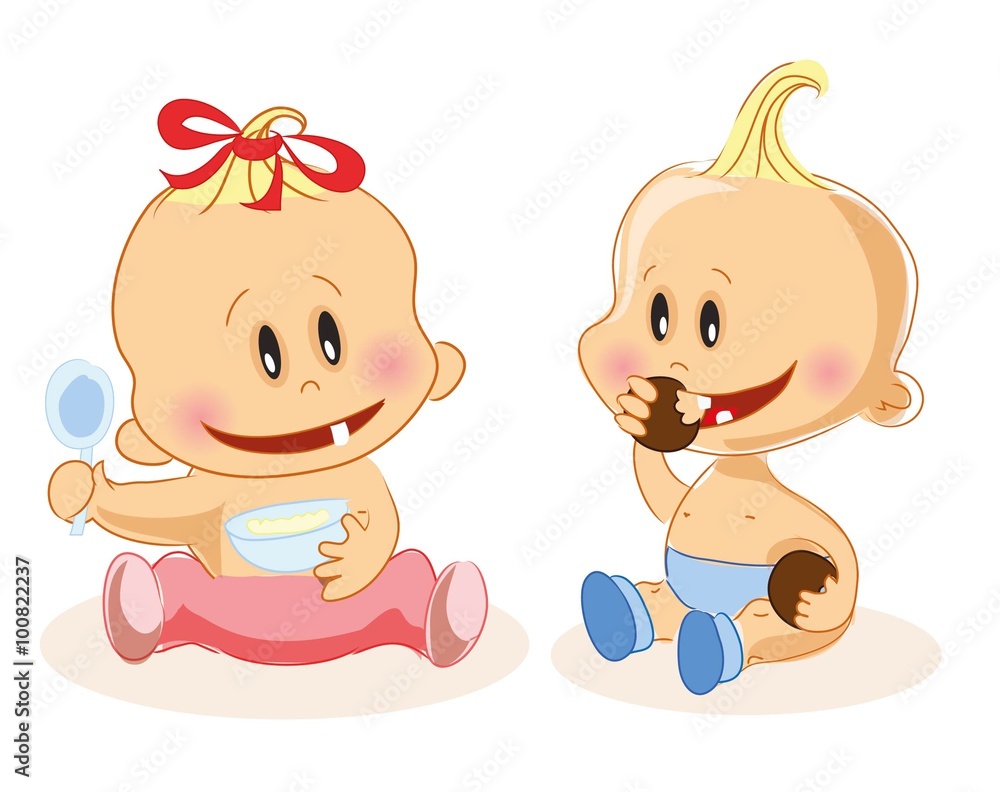 Vector illustration of baby boys and baby girls Vector illustration of baby boys and baby girls