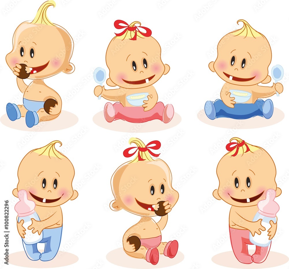 Vector illustration of baby boys and baby girls Vector illustration of baby boys and baby girls