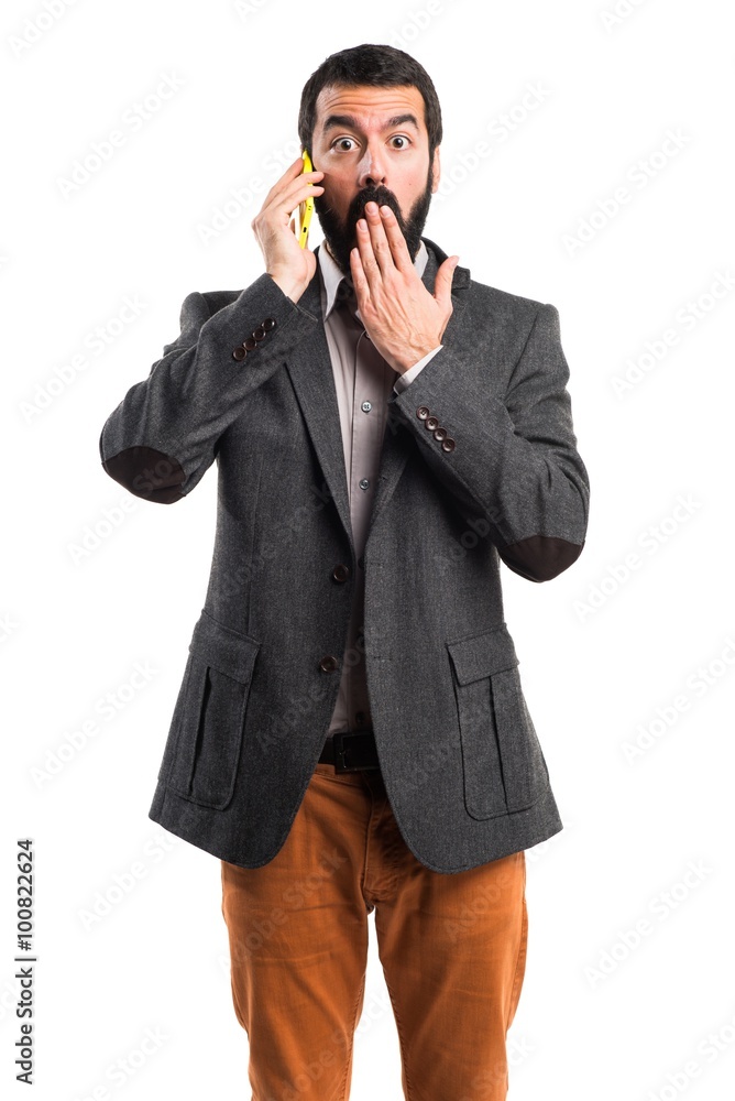 Fototapeta premium Man talking to mobile