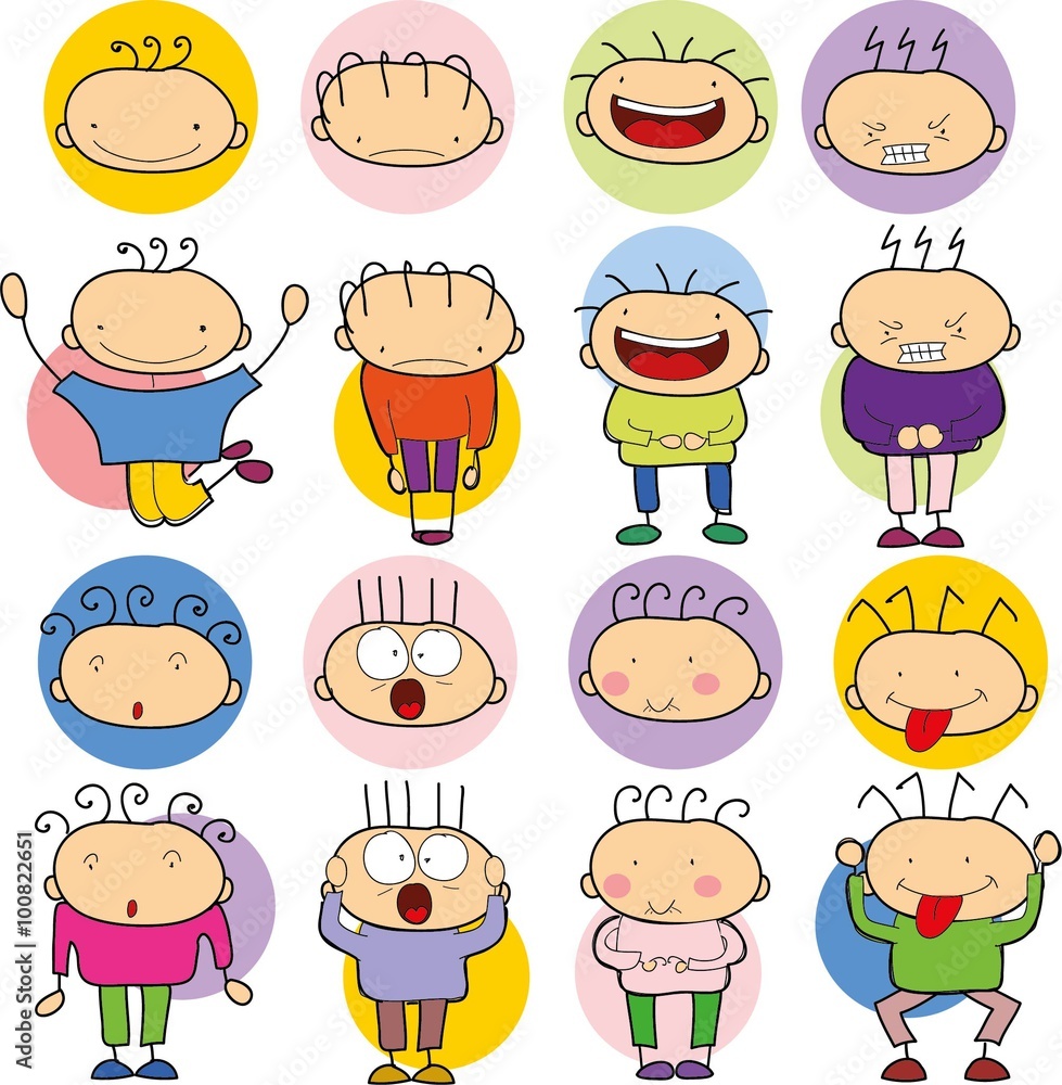 Children's drawings of doodle different emotions of people Children's drawings of doodle different emotions of people