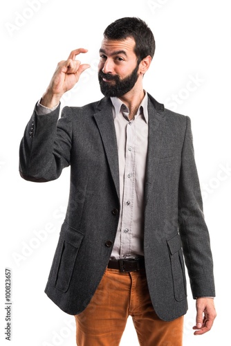 Man doing tiny sign