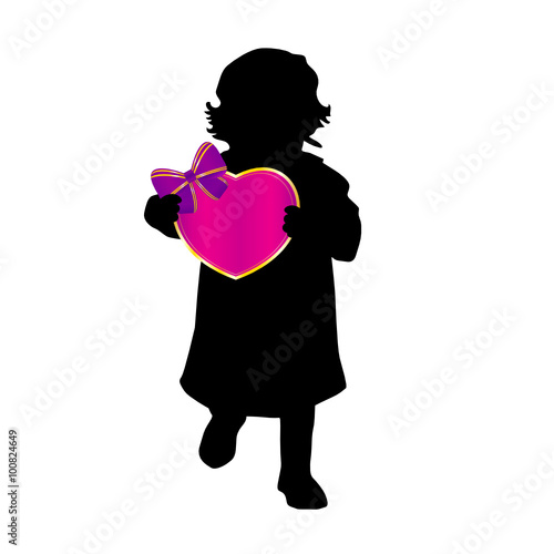 child holding colorful heart illustration