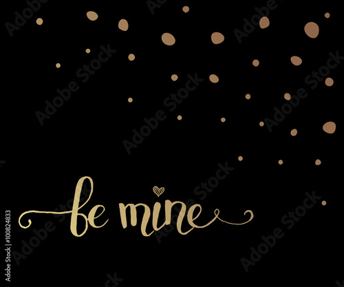 Hand sketched Be Mine text as Valentine's Day logotype, badge/icon