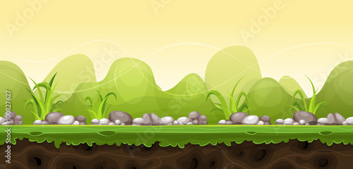 Seamless Green Landscape For Game Ui
