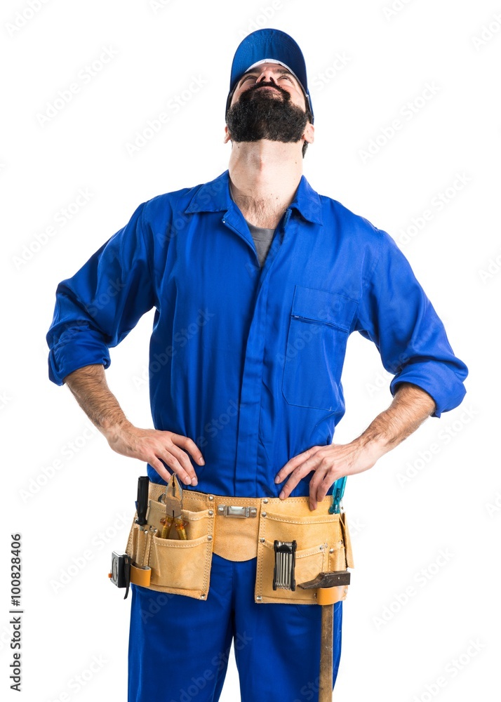 Plumber looking up Plumber looking up