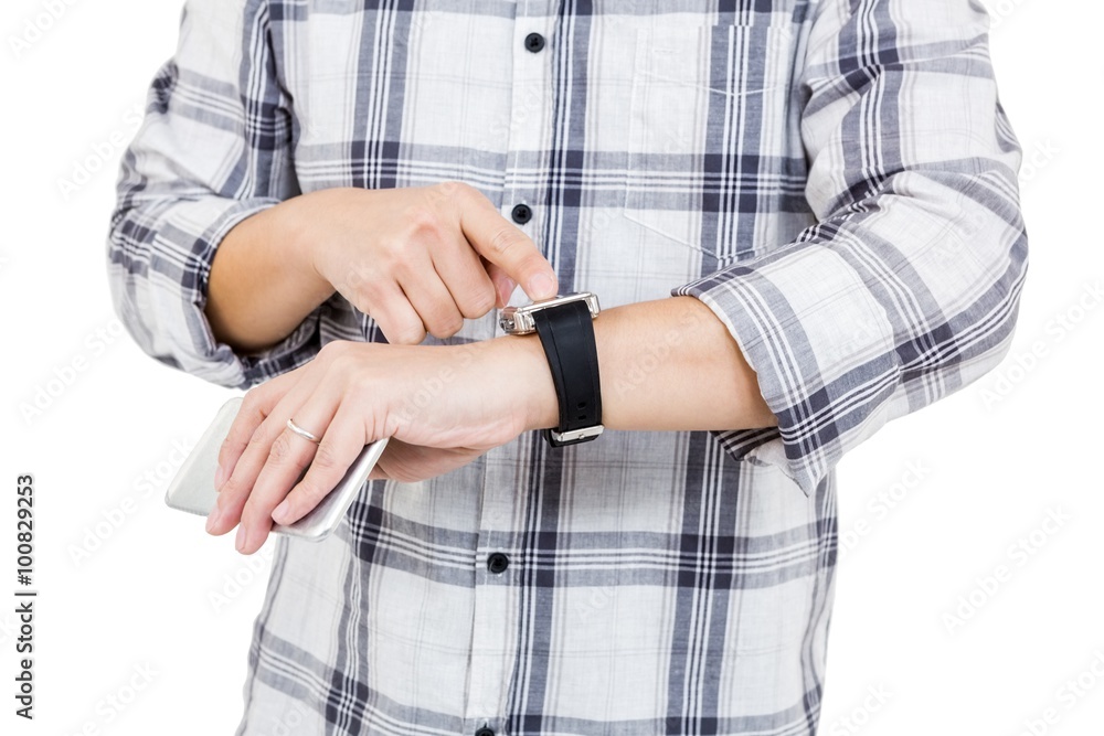 Man using his smartwatch