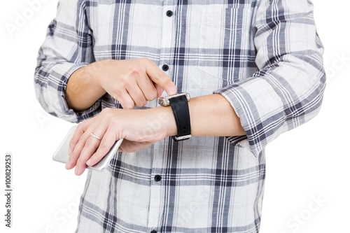 Man using his smartwatch
