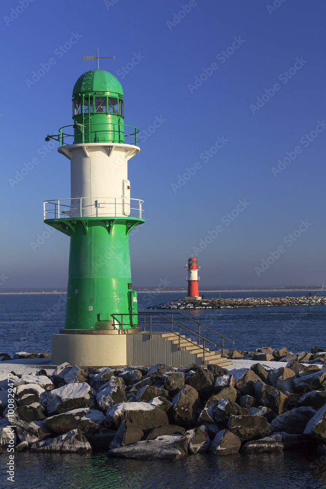 Leuchttürme Hafeneinfahrt Rostock Warnemünde